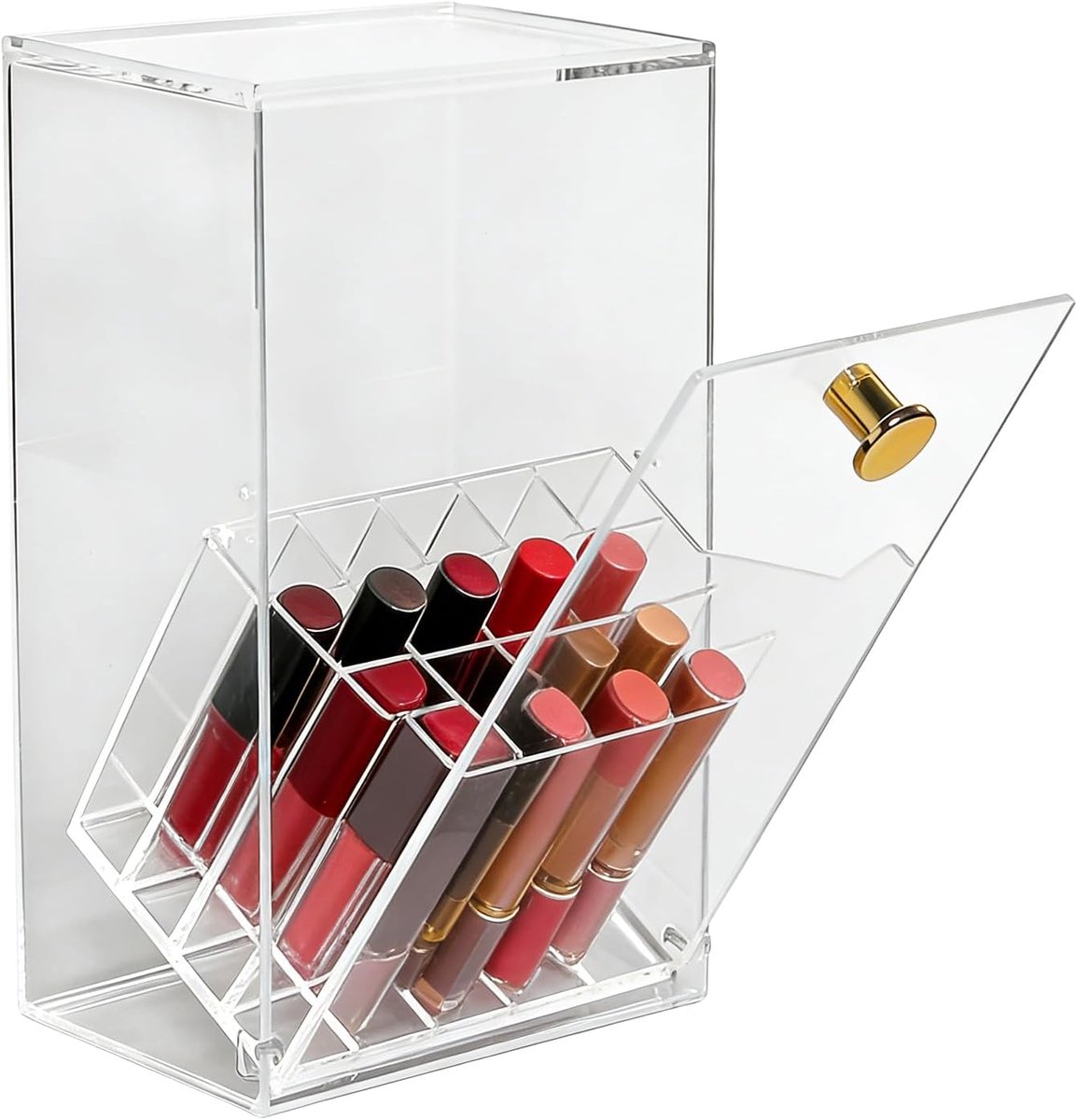 organizer met deksel, make-uptafel, organizer met 17 vakken, penseelhouder, lippenstift, organizer voor cosmetica, eyeliners, mascara, wastafel, badkamer, slaapkamer