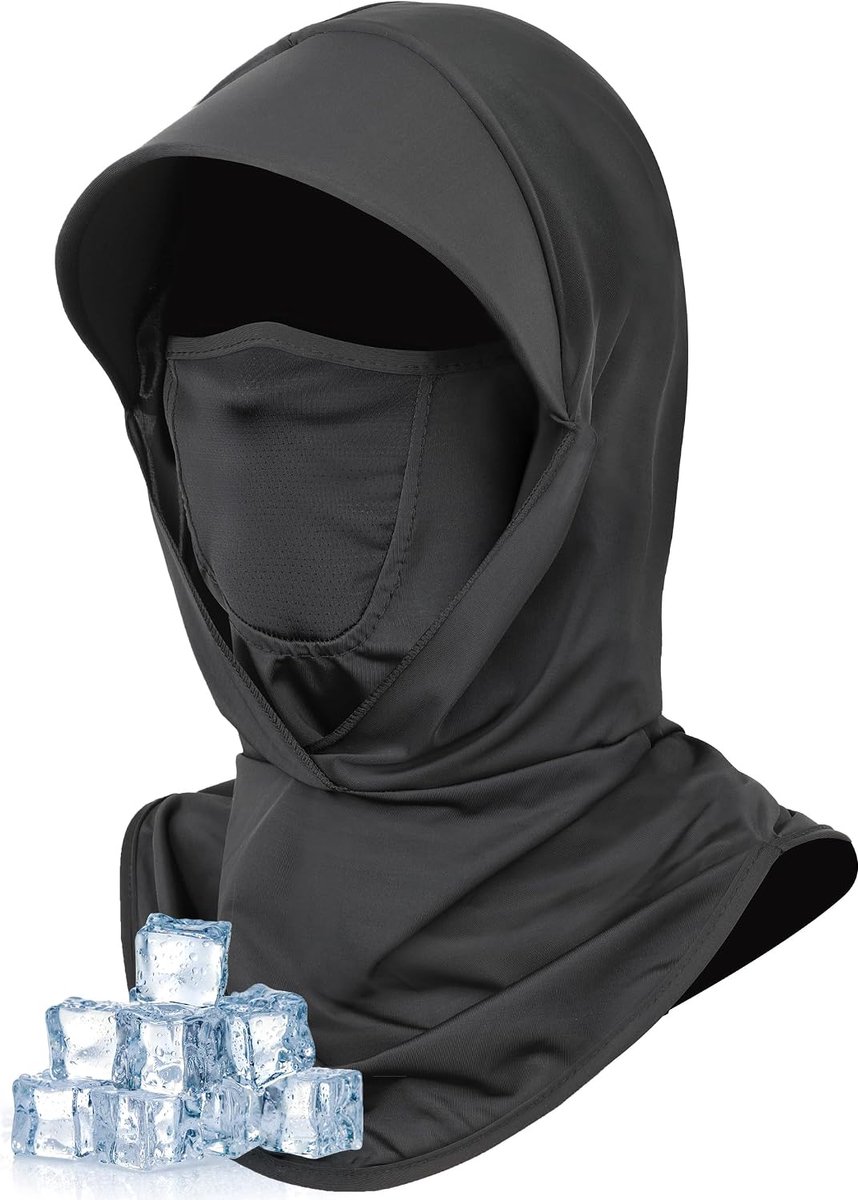 Zomerse bivakmuts, multifunctioneel, cool, stormmasker, uv-bescherming, ademend, voor dames en heren, voor outdoor, sport, fietsen, motorrijden, fietsen, zwart, One size