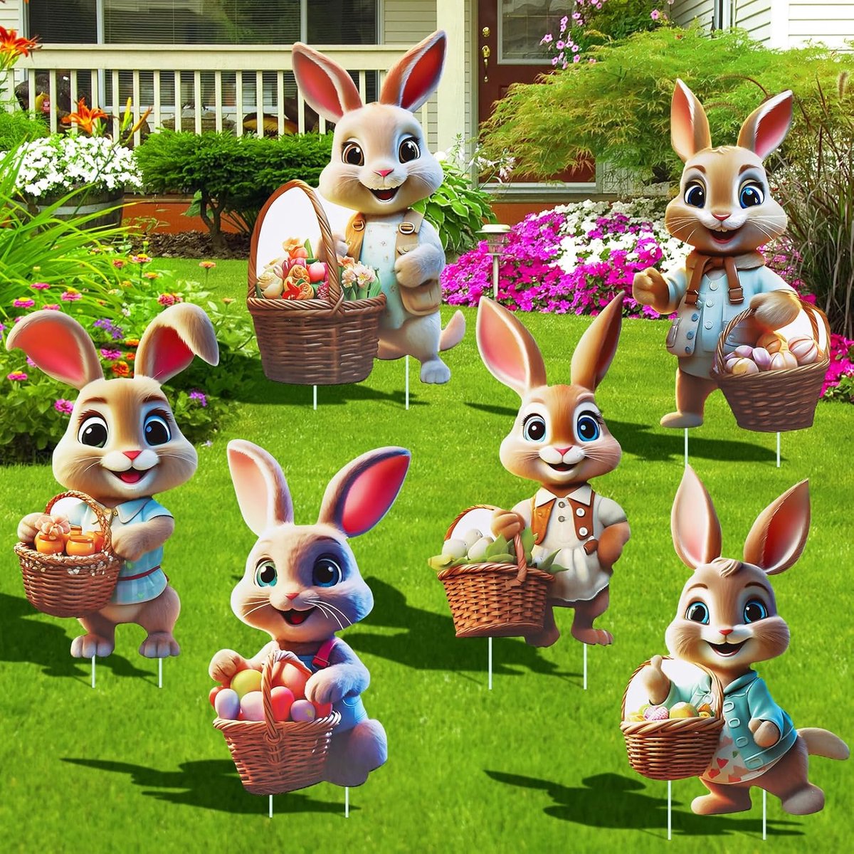 6 stuks paashaas, tuinpalen, paastuin, decoratie, paasdecoratie, tuinbord voor lente, Pasen, feest, buiten, kinderen, familie, weerbestendig, tuin, gazon, tuindecoratie