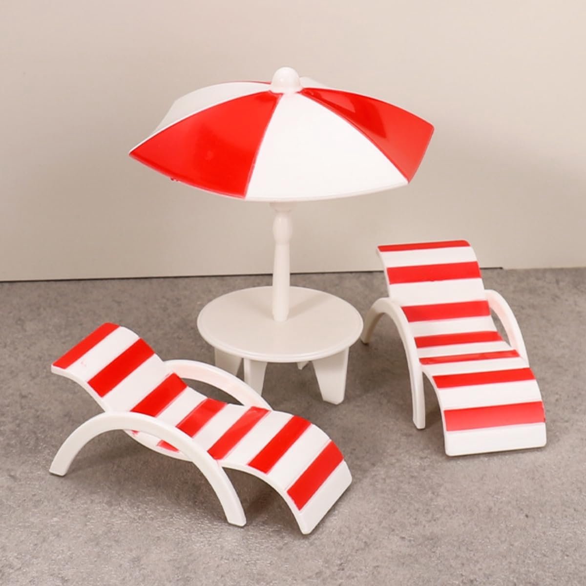 stranddecoratie, 2 ligstoelen + 1 strandparasoltafel, mini-strandstoel, strandparaplu, micro-landschapsdecoratie, accessoires, miniatuurmeubels, mini-ligstoelaccessoires