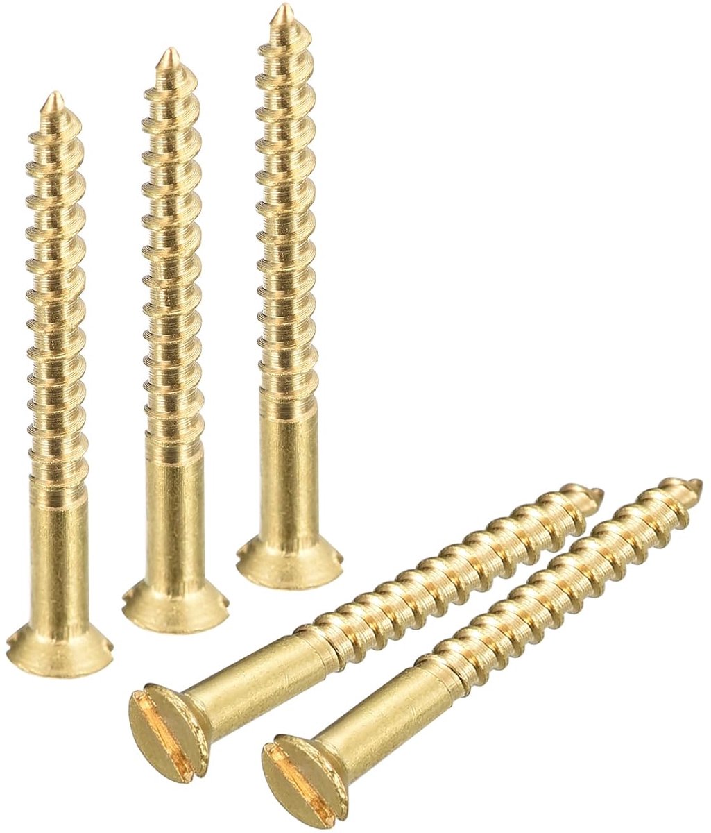 Houtschroeven, 80 stuks M2 x 20 mm sleufaandrijving, verzonken kop, zelftappende schroef voor houtbewerking en meubels
