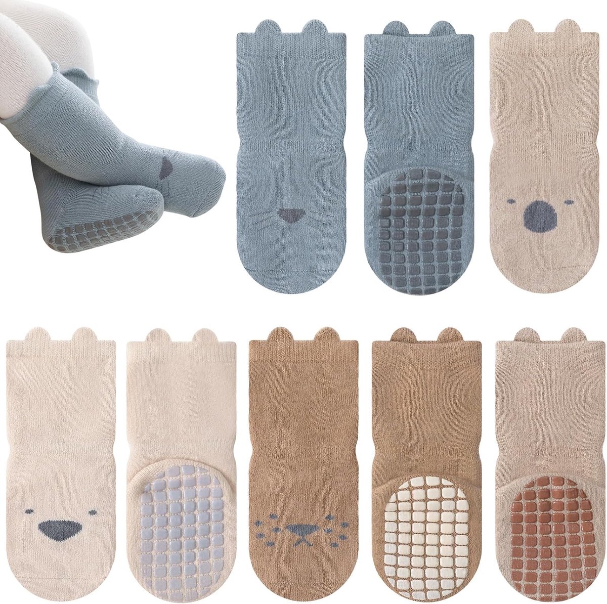 Sokken, voor jongens en meisjes, dikke wintersokken van katoen, antislip, diermotief