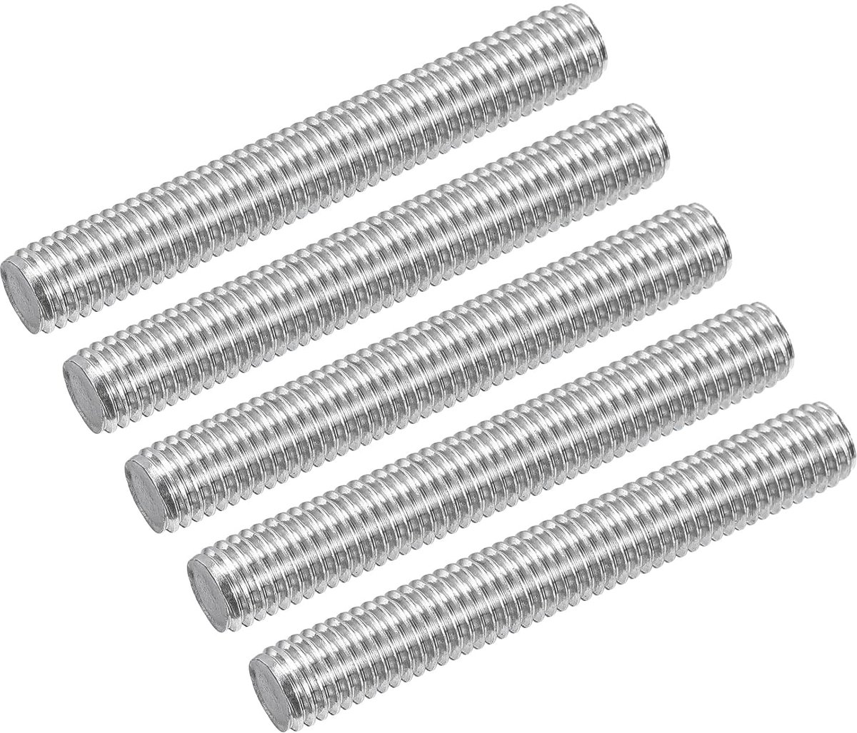 5 stuks schroefdraadstangen M10 x 70 mm volledige schroefdraad stang 304 roestvrij staal rechtse schroefdraad staven voor ankerbouten, klemmen, haken en U-bouten, M10-1,5 schroefdraadhelling