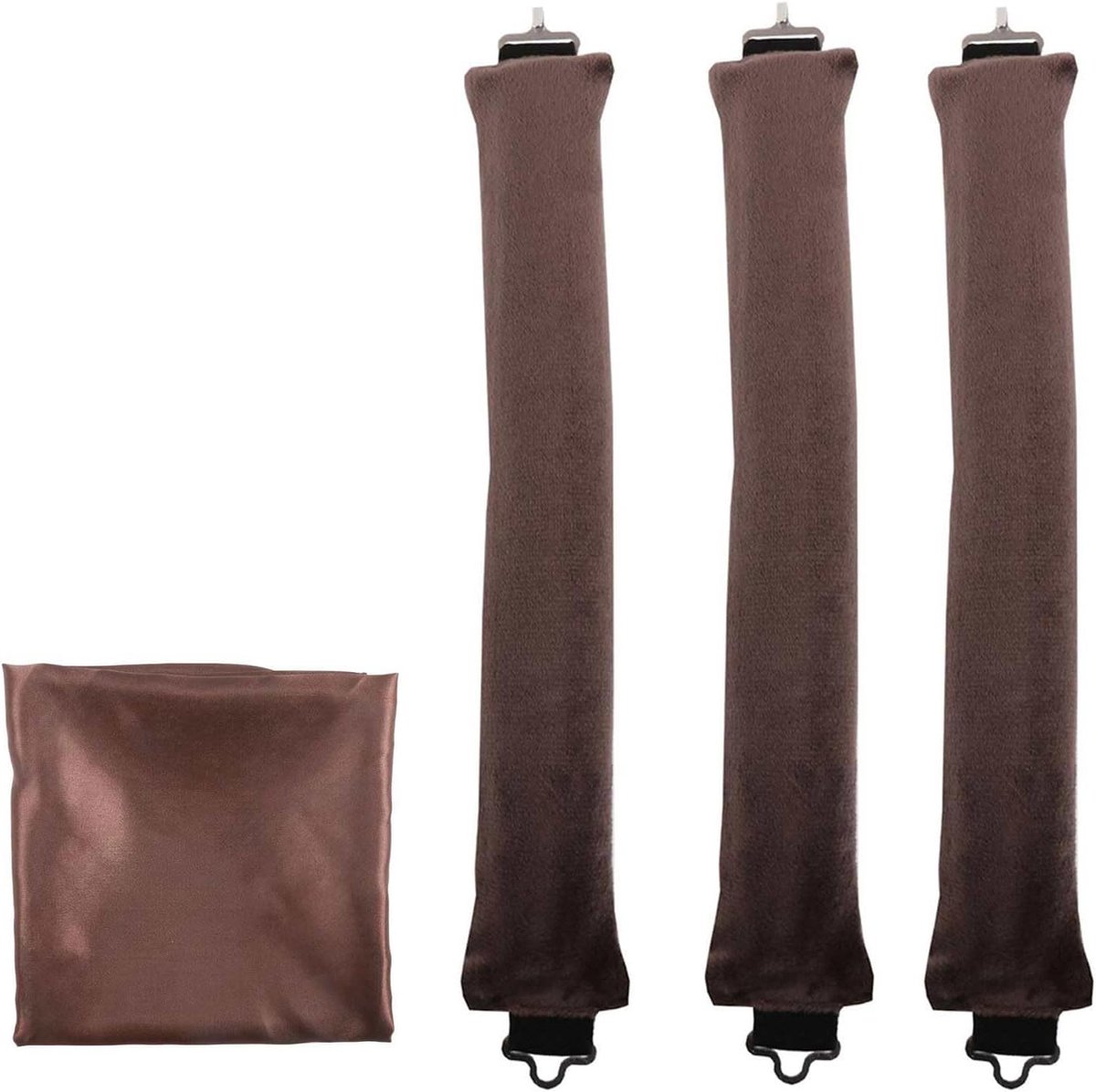 Heatless Curls Band Overnachtkrullers Set - 4 stuks Inclusief 3 Bruine Krulstokjes en 1 Zachte Sjaal voor Hittevrije Golvende Krullen tijdens het slapen