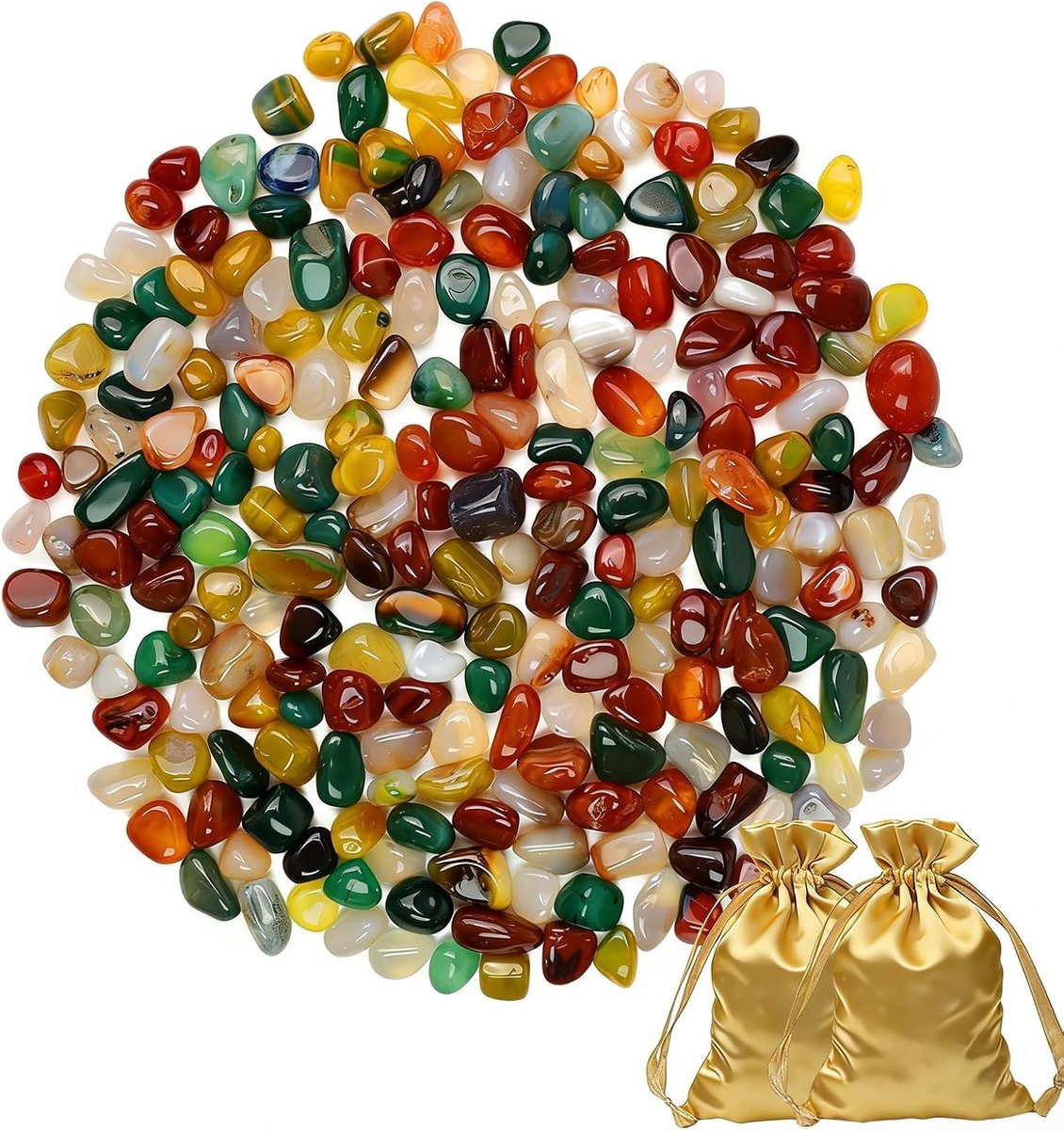 500 g decoratieve stenen, 10-12 mm mix van kleurrijke edelstenen, natuurlijke onregelmatige kiezelstenen, gemengde trommelstenen voor aquarium, tuin, vazenvulling, schattenjacht