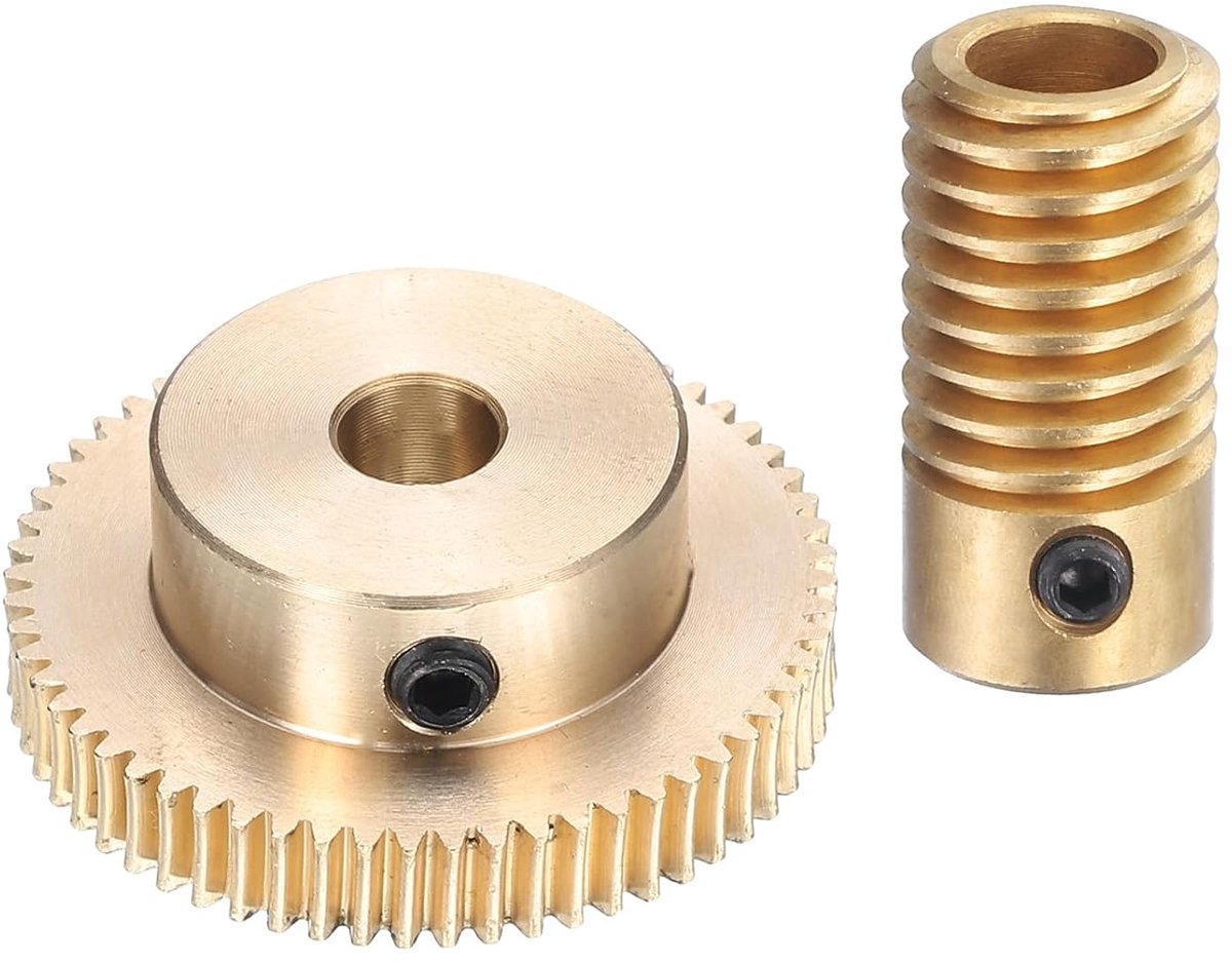 Worm Gear Set - 0,5 module 60:1 reductieverhouding 6mm gatdiameter tandwielschacht en 6mm gatdiameter tandwiel 60T aandrijftandwiel (messing)