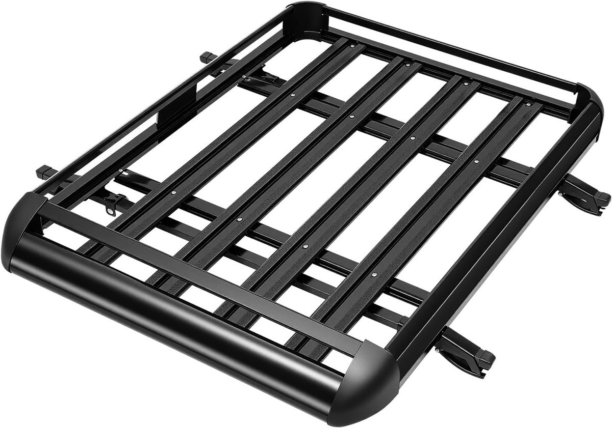 dakbagagedrager auto aluminium mand kuip bagage vracht raildrager voor SUV en pick-up trucks, 127 x 97 cm, zwart