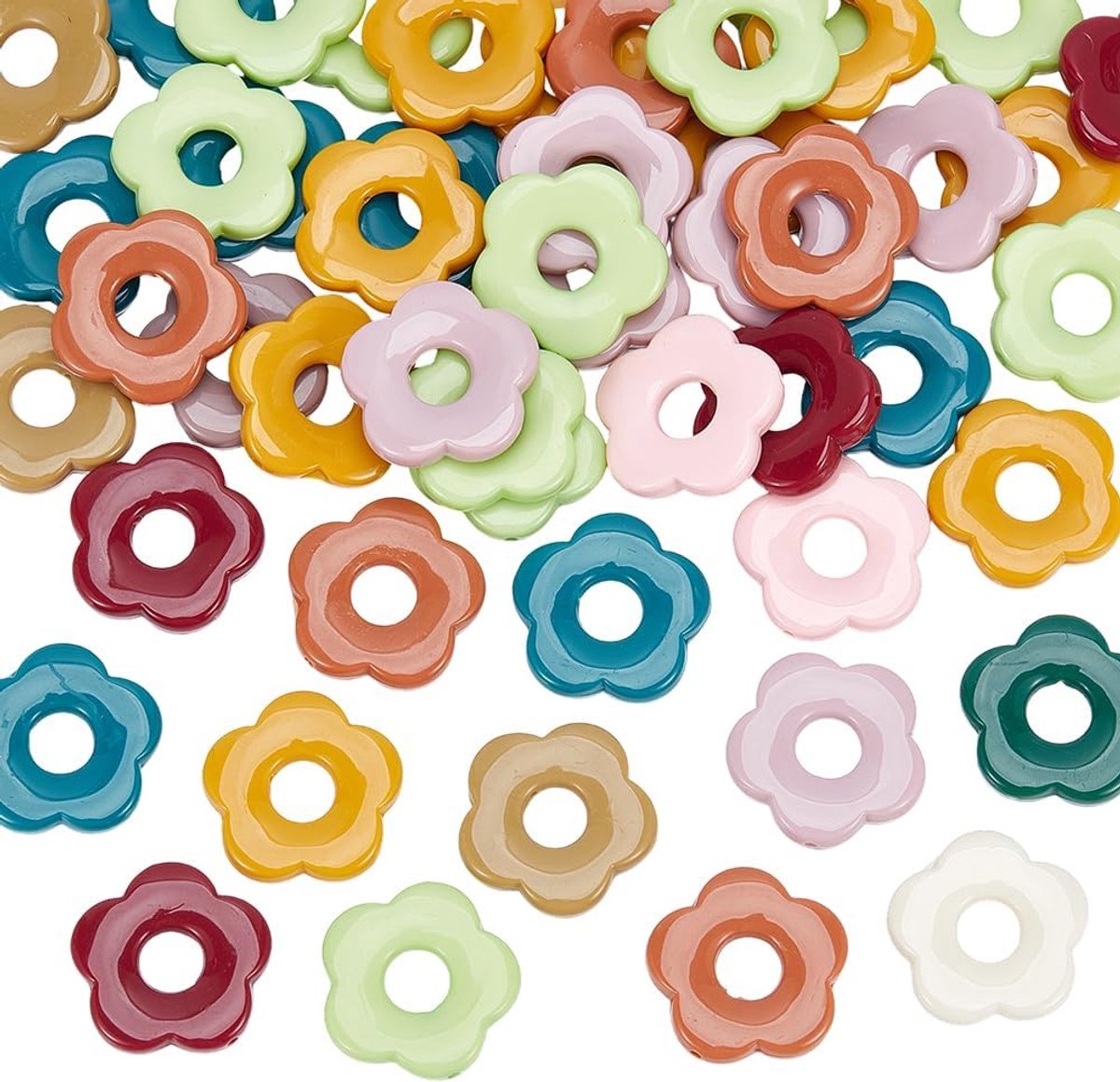 Kralen In Bulk Willekeurig Gemengde Kleurrijke Lente 5 bloemblaadjes Vormige Losse Pony Spacers Voor Het Maken Van Sieraden Regenboog Armband Ketting DIY