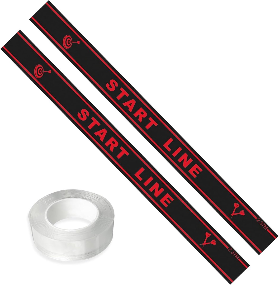 2 Stk Dart Oche Line, 60 * 5 cm Vilt Professionele Darts Mat Rubber Backing, Hoge Zichtbaarheid Gooi Marker Mat, Antislip Dart Mat Vloer Oche Lijn, 1 rol 2cm* 3m* 1mm Dubbelzijdige Tape