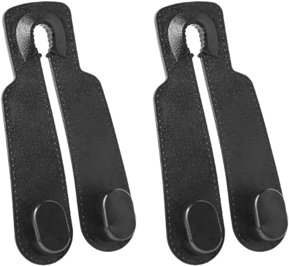 2 stuks autostoelen, dubbele haken, rughaak, leren autostoel, hoofdsteunen, dubbele haak, multifunctionele leren haak, voor het ophangen van tassen, compatibel met telefoonhouder (zwart)