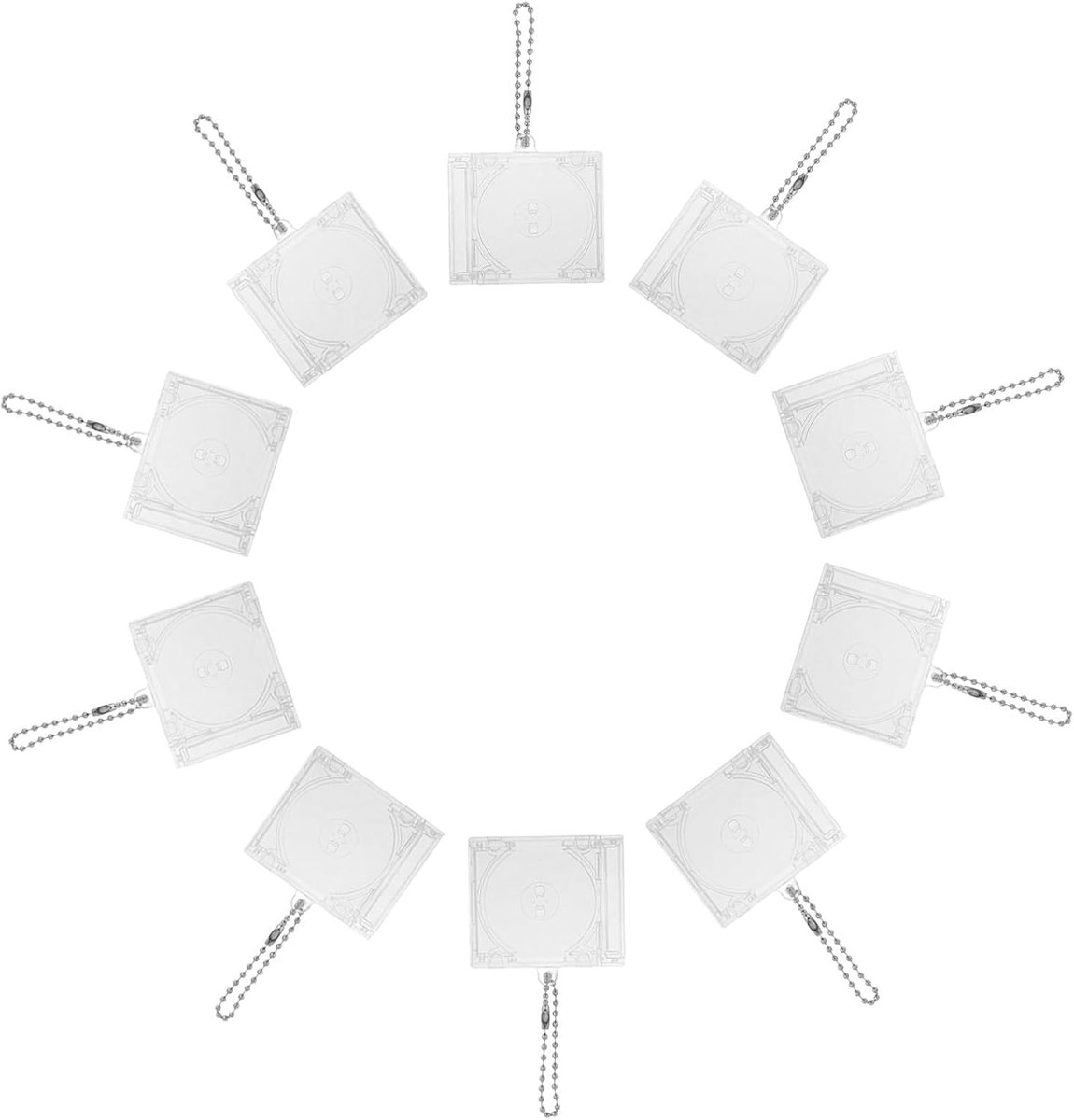 CD-hoesjes van ABS en veelzijdig voor rugzakhangers, compact, 10 transparante kleine sleutelhangers, praktisch reisaccessoire en sieradendozen