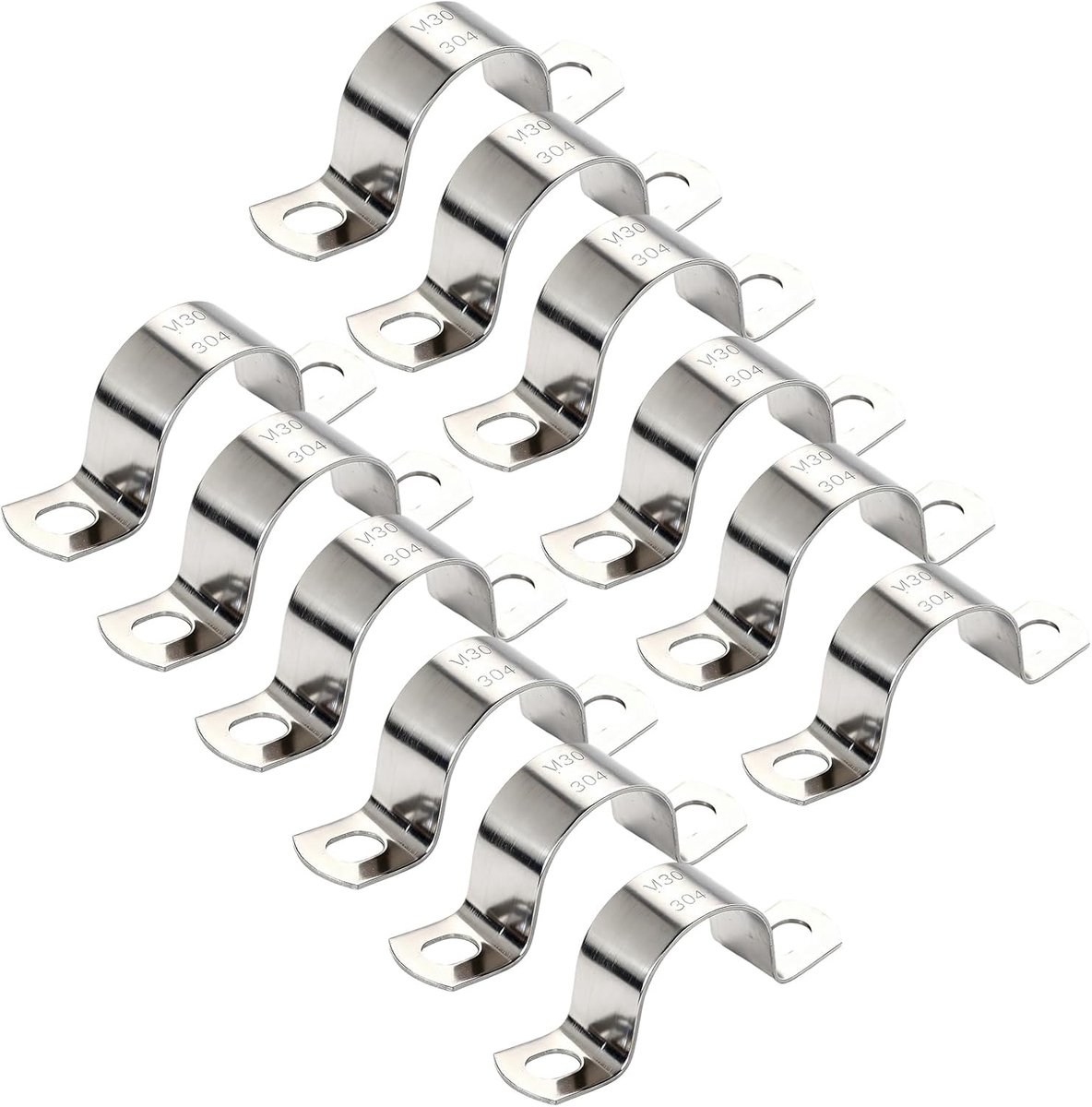 12 stuks, roestvrij staal, Ø 40 mm, twee-gatsysteem, buishouder voor buisbevestiging, sanitaire installatie, gasbuizen, kabels, waterleidingen