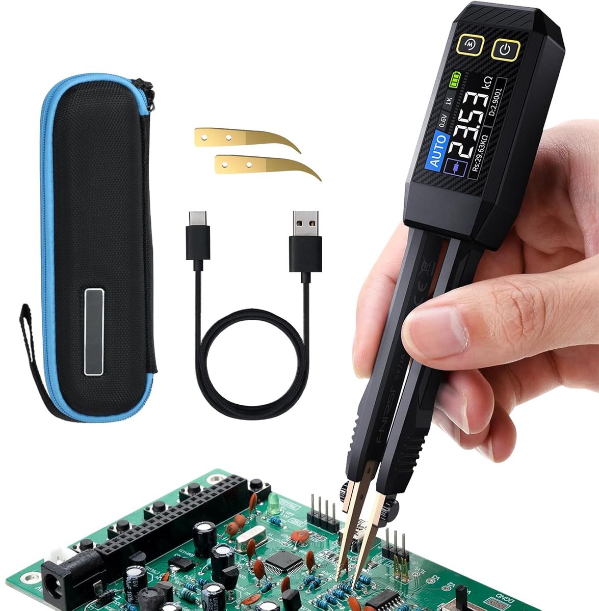 LCR-pincet, 10 kHz/meter, ESR, mini-multimeter, SMD-mini-multimeter, capaciteitsdiodentester, multimeter voor elektronische componenten, diodentester voor oplaadbare componenten