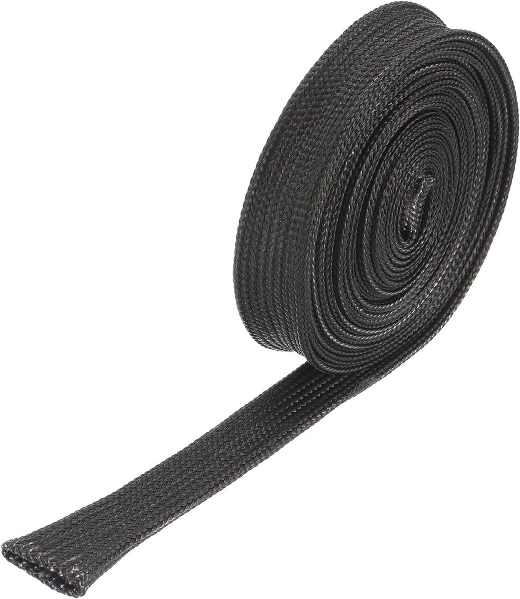 Warmteschild, 0,5" ID, 10 voet hitteschild, autodraad, hitteschild, brandstofleiding, hitteschild, huls, warmtewikkeling, 500 graden voor draden, zwart