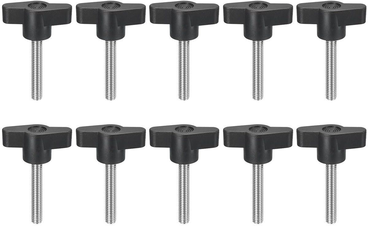 10 stuks spanschroefknopen, M6 x 35 mm, metrisch, 304 roestvrij staal, T-vormige duimschroeven, handvat voor snel verwijderen, handvasttrekken, knopset