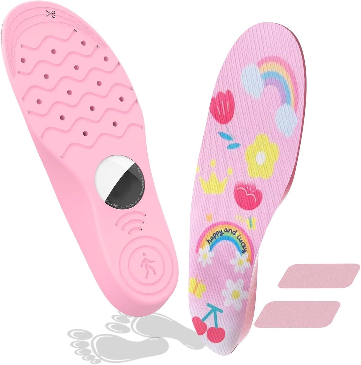 Inlegzool voor kinderen voor Airtag, schoenzool, hoes, verborgen, compatibel met Airtag, veiligheid voor je kinderen en senioren onderweg (roze, 15,5 - 17 cm)