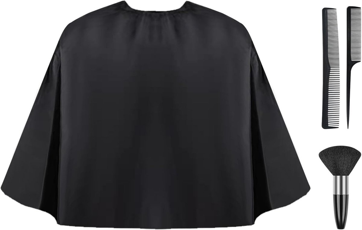 Kappersjurk, kappersmantel, kappersschort, kappersschort met nekstofborstel en kapperskam, waterdichte uniseks snijjassen voor haarstyling, snitten en kleuren, kappersaccessoires