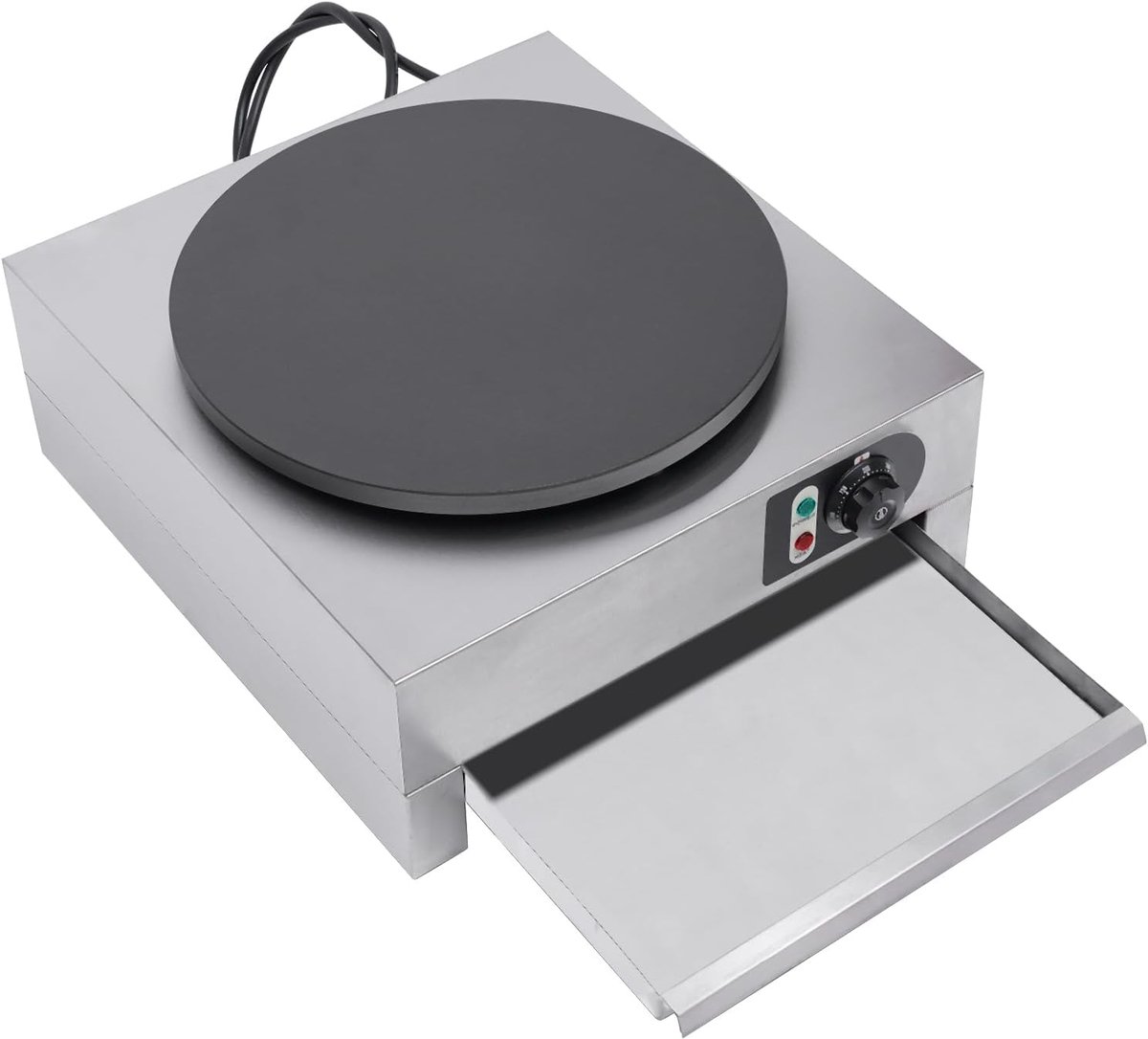 pannenkoekenmaker, 3 kW, elektrische pannenkoekenmaker, ingebouwde thermostaat, 50-300 °C, crêpes-pan, 40 cm, wrapmaker, pannenkoeken, pan, omelet wrap