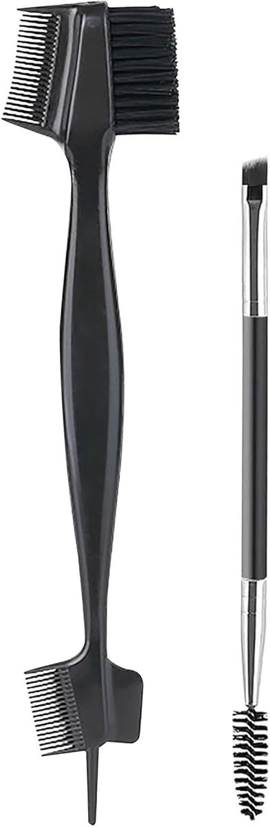 2 stuks wimperkam, dubbelzijdig wimperborstel, wenkbrauwkwast, draagbare wimperscheider, voor het aanpassen van wenkbrauwen en wimpers, make-uptools