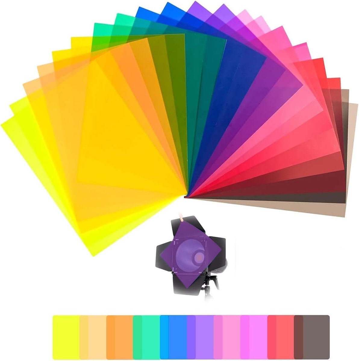 plakfolie – veelkleurige transparante filters, heldere lichten en kleurcorrectie, vermindert visuele stress, stabiele kleurtemperatuur