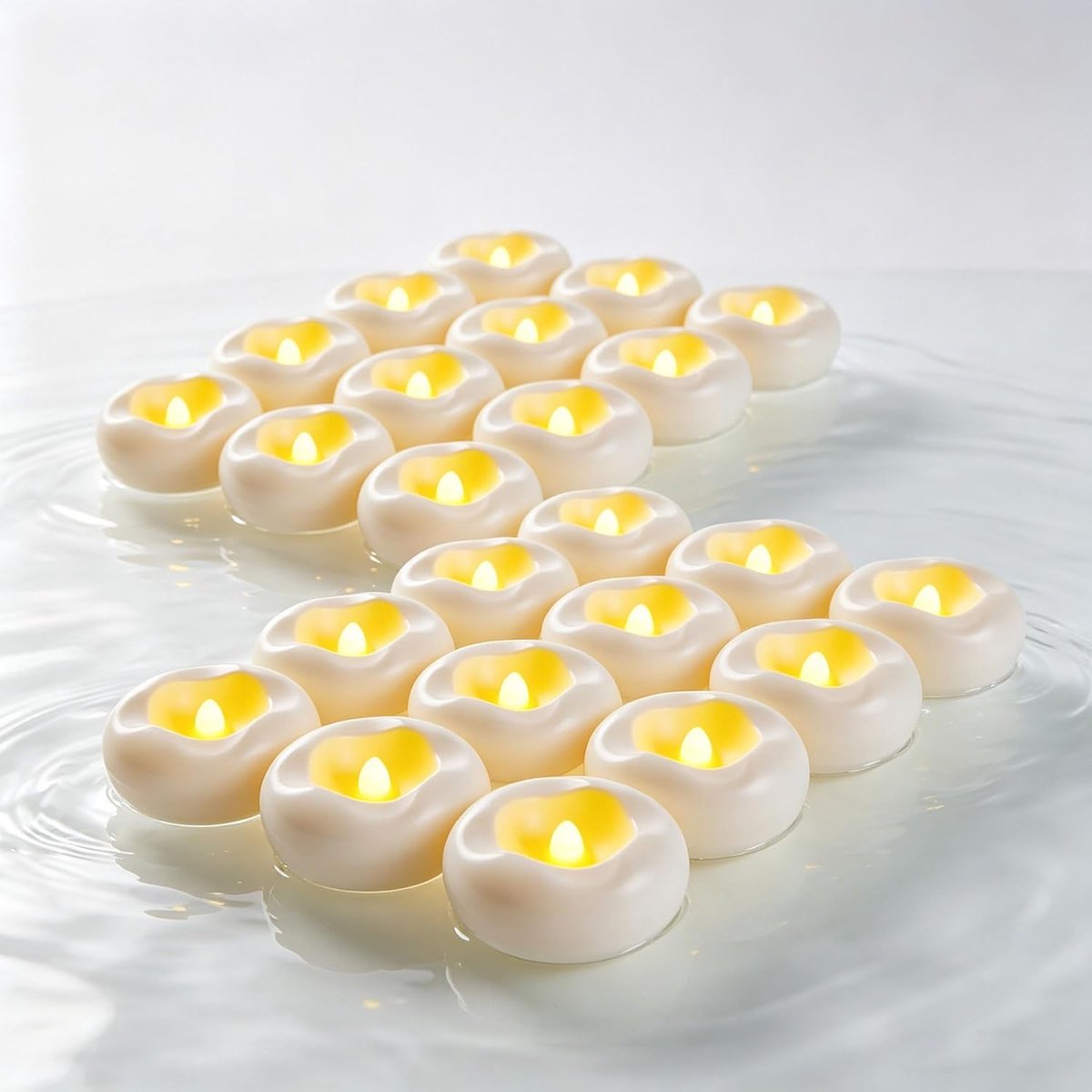 by Vlamloze led-waterdichte drijvende kaarsen, 24 stuks, waterdrijvende theelichtjes voor cilindrische vazen, decoraties voor bruiloftsdecoratie, zwembaden, buiten.