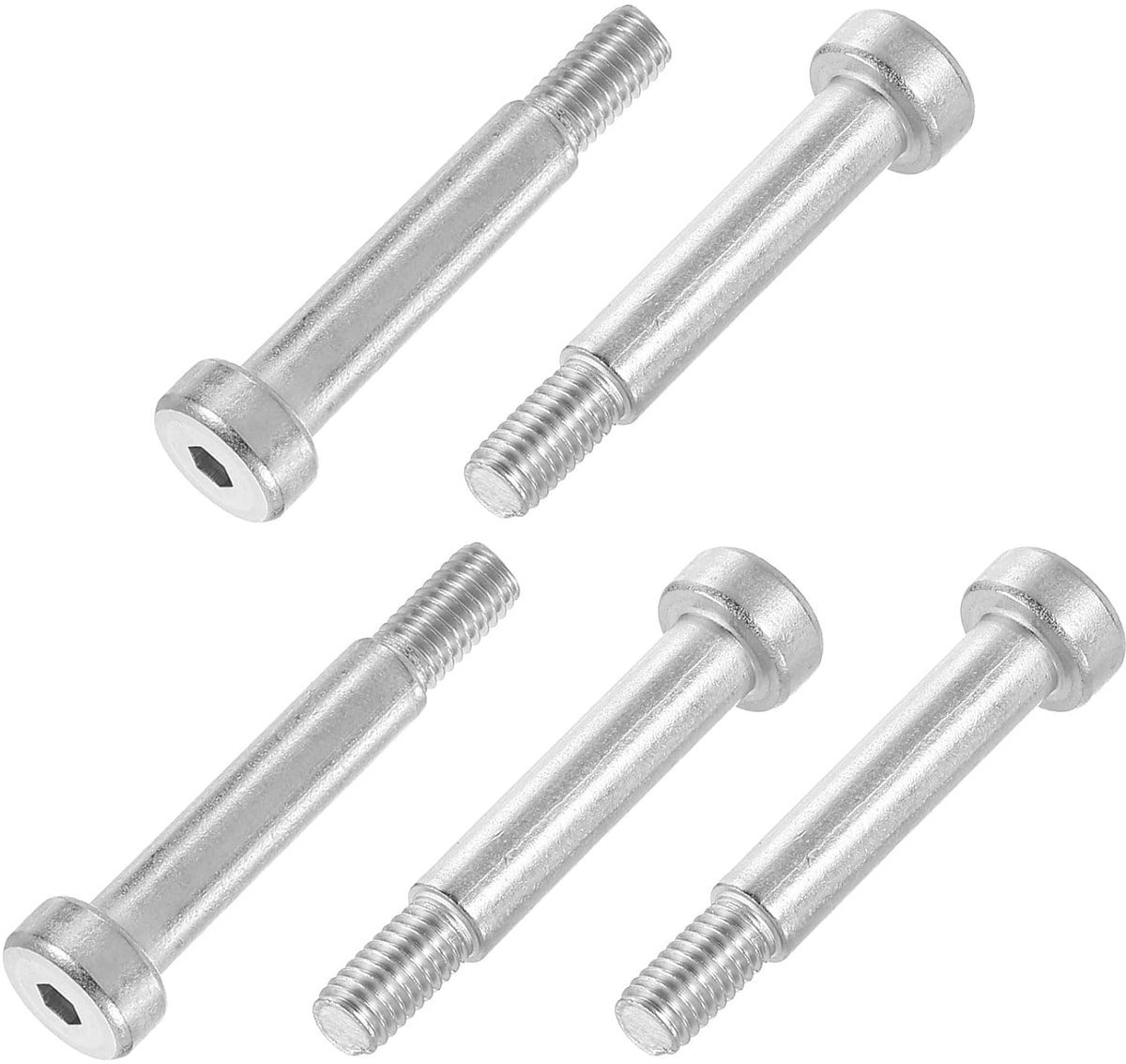 6 stuks 304 roestvrij stalen schouderbouten 6 mm schouderdiameter 25 mm schouderlengte M5 schroefdraad zeskant schouderbouten voor textiel-, hydraulische en spuitgietmachine-industrieën