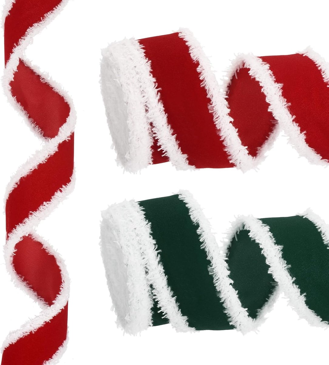 Kerstlint van 3,8 cm x 3,8 cm, fluwelen linten voor geschenkverpakking, lint voor knutselen, verjaardag, bruiloft, festival, feestdecoratie, rood/groen