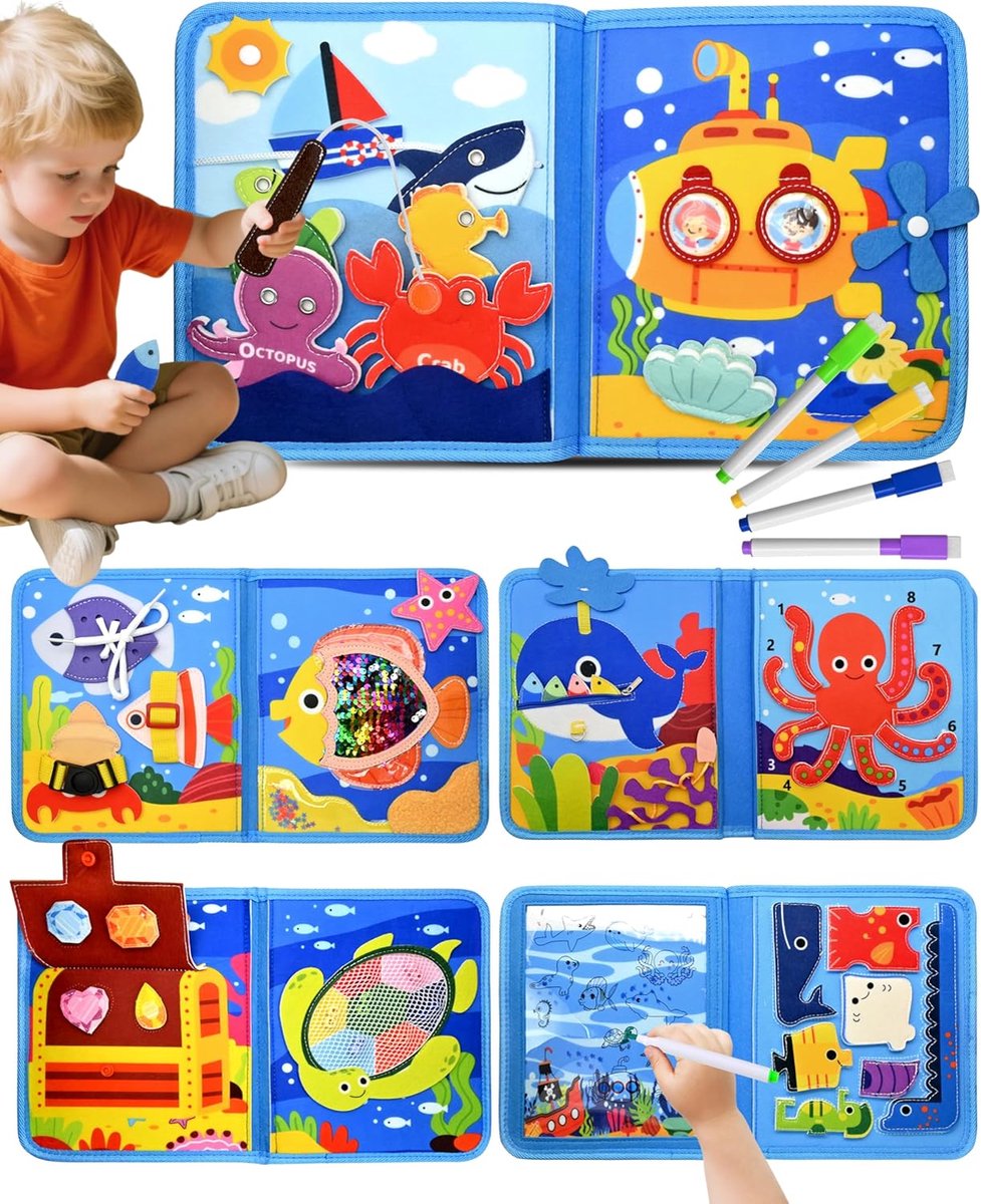 Montessori-speelgoed voor baby's, 1 jaar, met 6 lagen, board, speelgoed voor kinderen, 1, 2, 3, 4 jaar, Montessori-spellen, activiteits- en ontwikkelingsspeelgoed, cadeau voor kinderen van 1-3