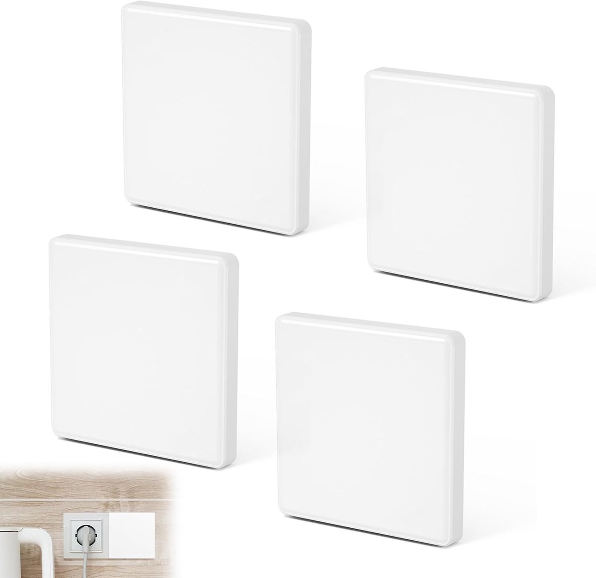 4-delige lichtschakelaar, blinde afdekking, afdekdeksel, stopcontact, verborgen afdekking, inbouw, 86 x 86 mm, voor niet-gebruikte stopcontacten of schakelaars (wit)