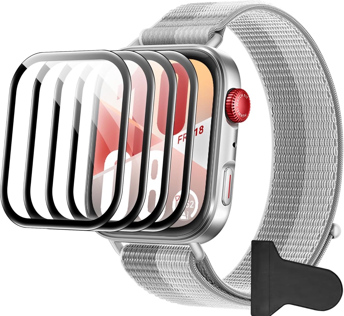 zZjoOoj 4 stuks beschermfolie voor pantserglas voor Huawei Watch Fit 4 folie, HD helder krasbestendig displaybeschermfolie, luchtbelvrij, 3D volledige afdekking Huawei Watch Fit 4 beschermglas
