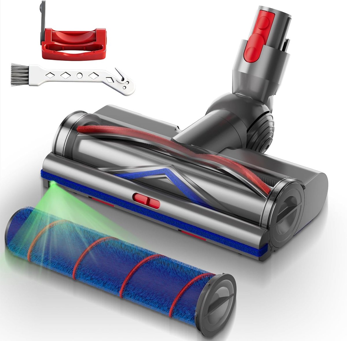2-in-1 vervangende borstelkop voor Dyson V7 V8 V10 V11 V15 stofzuiger, verstelbare zuigkracht, LED-licht, stofzuigerkop voor tapijten en harde vloeren en tegels