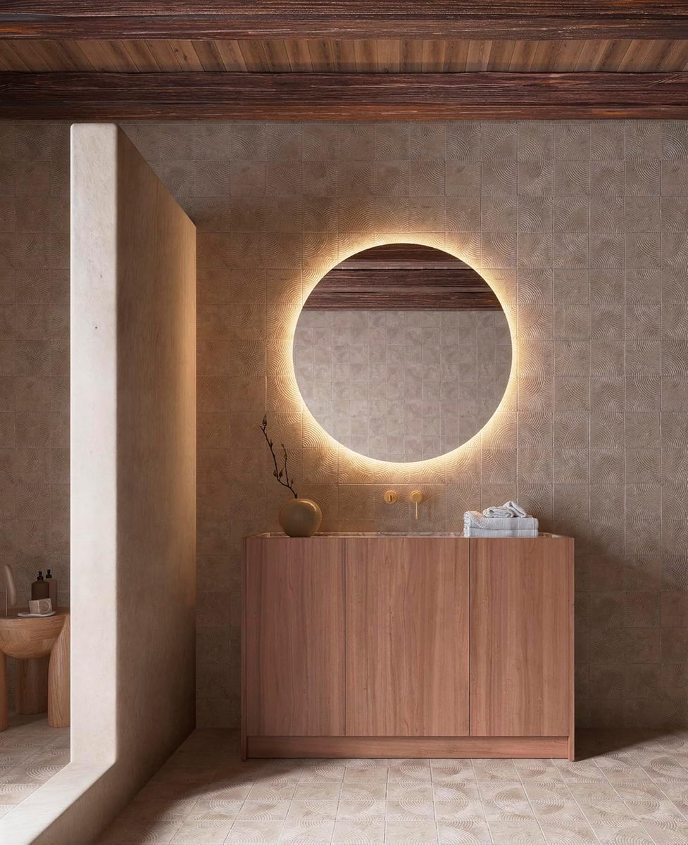 Ronde wandspiegel met ledverlichting, warm licht (3.000 k), achtergrondverlichting, slaapkamerspiegel, make-up, badkamer, kleedkamer met ledlicht, Ø 70 cm