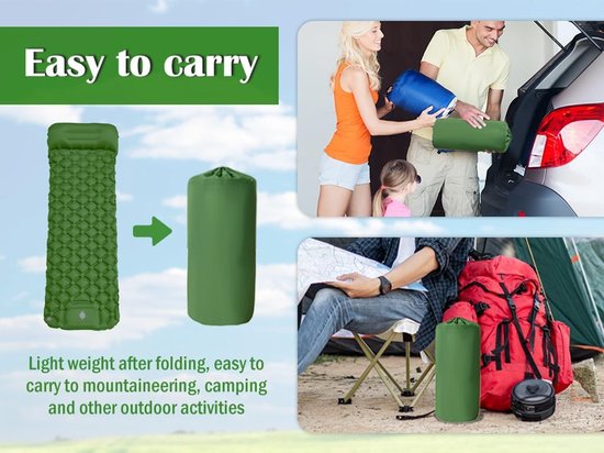 isolerende slaapmat, ultralicht, waterdicht, met kussen, voetpomp, opblaasbare matras, verdikt opblaasbaar matras, opvouwbare isolatiemat voor buiten, voor strand, camping — afbeelding 5