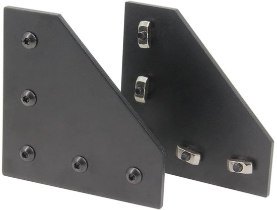 4040 Hoekbeugel Plaat L Vorm 5 Gat 90 Graden Buiten Verbindingsplaat met M6x16mm Schroeven en T-Moeren voor 40 x 40mm Serie Aluminium Extrusieprofiel, 8pcs/Pack (Zwart-4040 L Vorm) — afbeelding 5