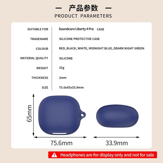Hoes compatibel met Anker Soundcore Liberty 4 Pro, zachte siliconen, krasbestendig, Bluetooth-hoofdtelefoonbox, beschermhoes, compatibel met Anker Soundcore Liberty 4 Pro. Zwart — afbeelding 5