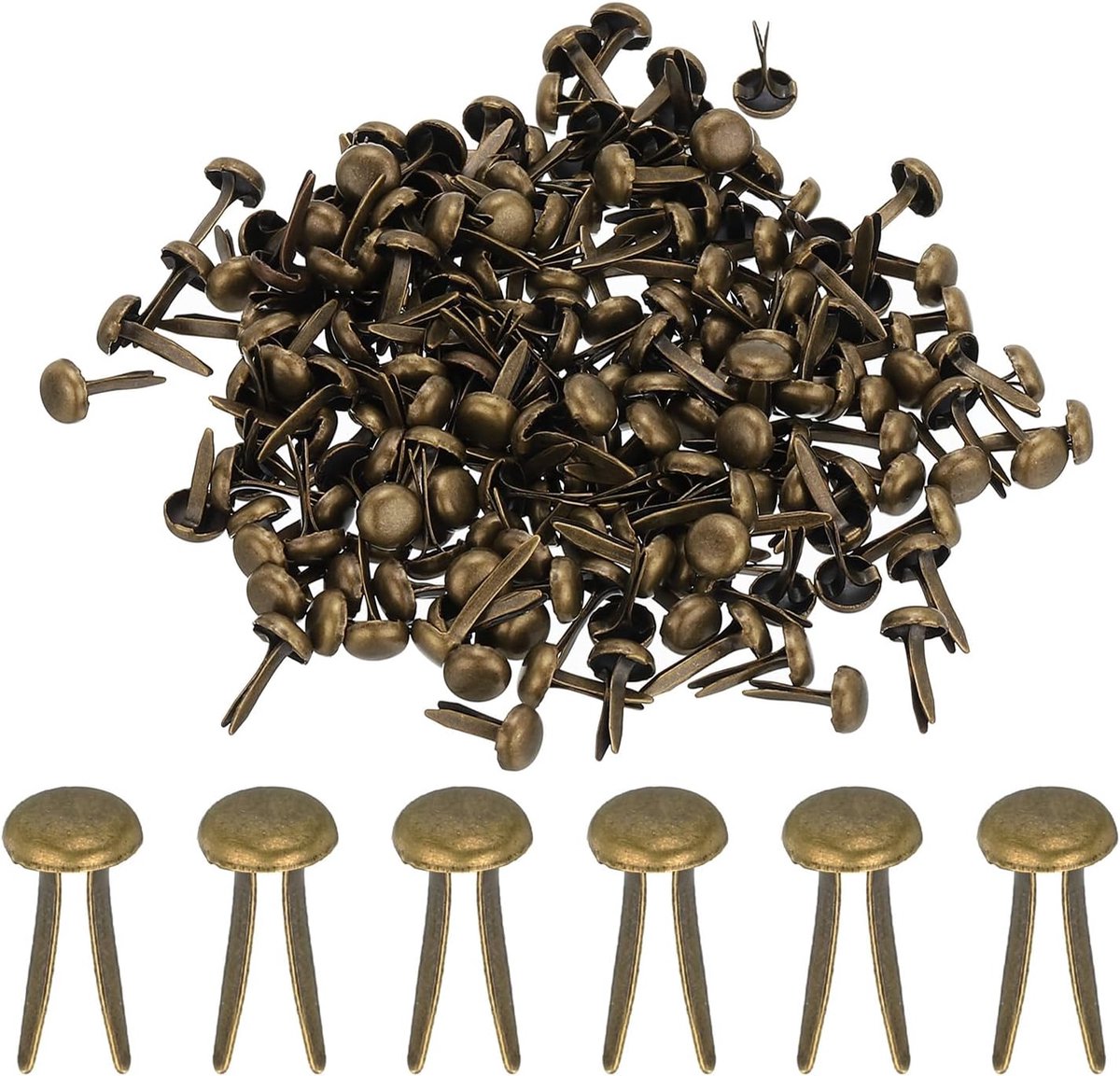400 STKS Papier Messing Bevestigingsmiddelen Split Pins Pastel Mini Metalen Brads Ronde Kop Plated Bevestiging voor Craft Art Scrapbooking DIY Benodigdheden, Brons, 5 x 9 mm
