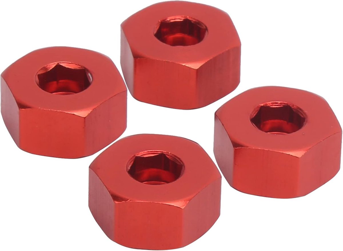 Hex Combiner, Wielnaaf Hex Adapter 5mm tot 12mm,Compatibel Met WPL D12 1/10 RC Model Trucks,Voor RC Model Voertuigen,Voor Diverse RC Trucks,Rood
