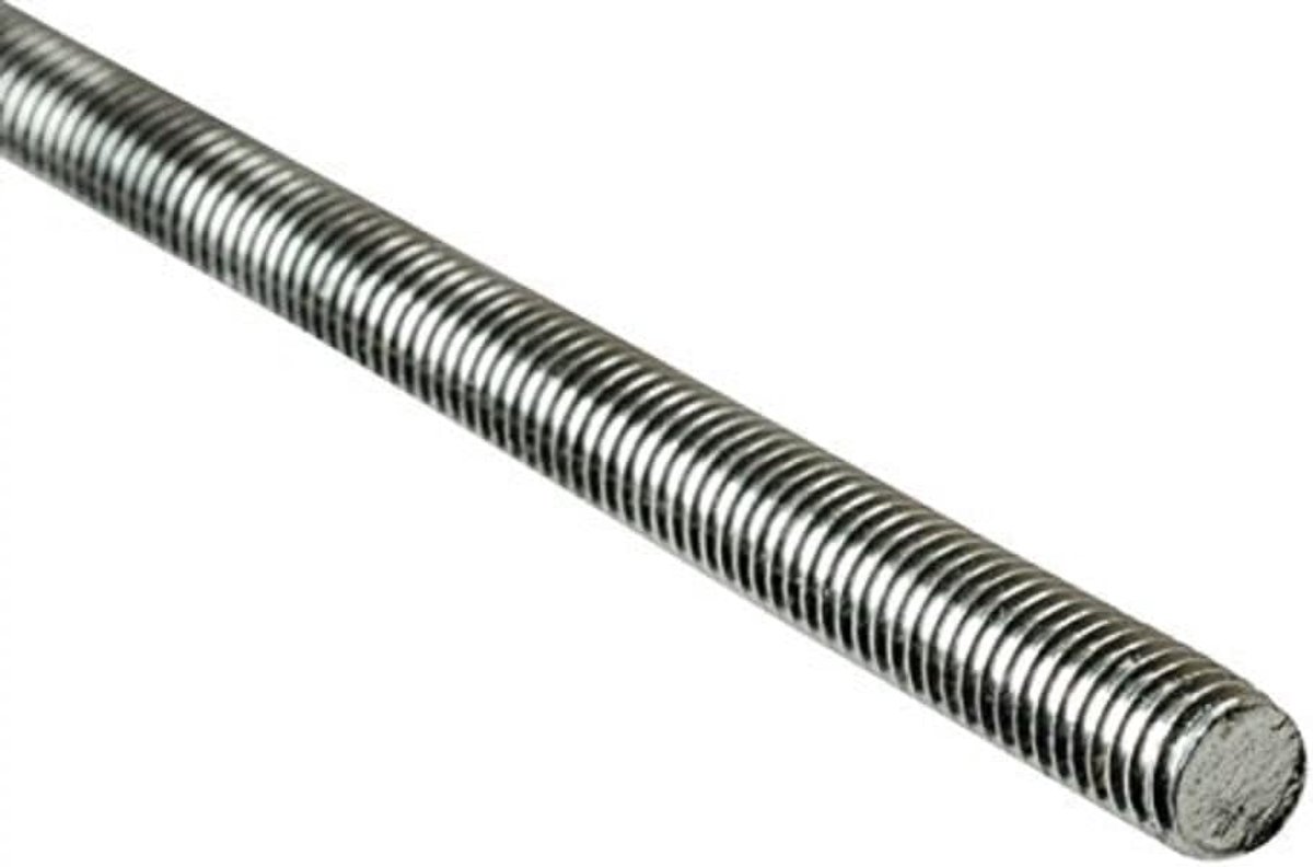 Stalen studding draadstang, M6 x 0,3 m (1/4" x 12") verzinkt - pak van 2 stuks