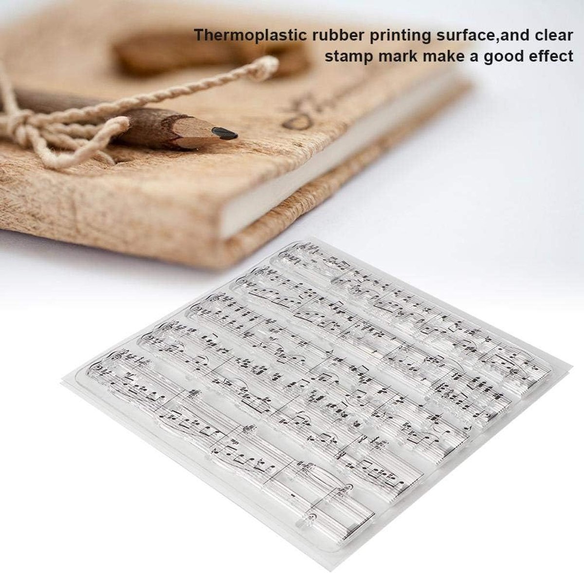 Set, Transparante Rubber Stamps, Muziek Symbolen, Ø 3,5 cm, Herpositioneerbaar, voor Scrapbooking, Embossing, Wenskaarten en Album Decoratie