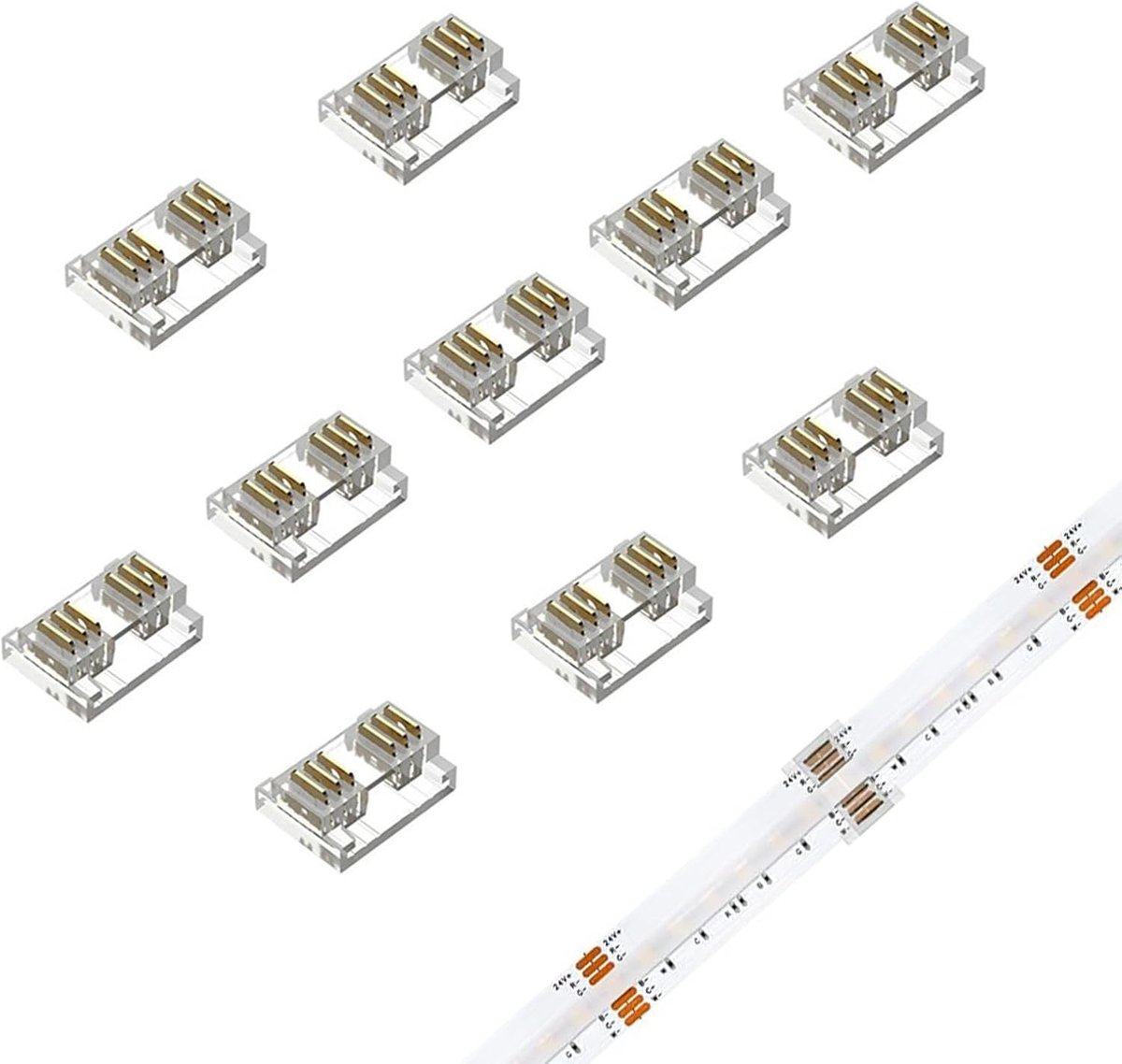 LED Connctor, 6pin 12mm/0.47in Breedte Transparante Gapless Solderless Connector,Mini Geen Donkere Gebieden RGB CCT 6 Draden LED Strip