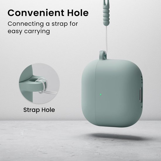 ORNARTO voor AirPods 4 hoes, vloeibare siliconen met lanyard - Mintgroen, voor AirPods 4e generatie, schokbestendige beschermhoes, Soft Skin Front LED zichtbaar — afbeelding 2