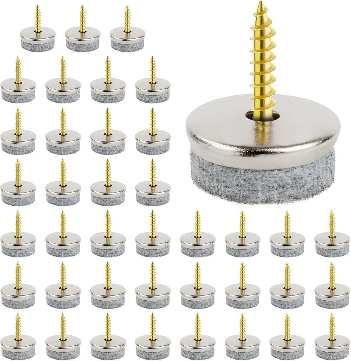 40 stuks meubelpads, vloerbeschermers, 20 mm diameter vilten pads voor meubelpoten, antislip stoelpootvloerbeschermers met eenvoudige schroefinstallatie, 5 mm dik voor stoelen