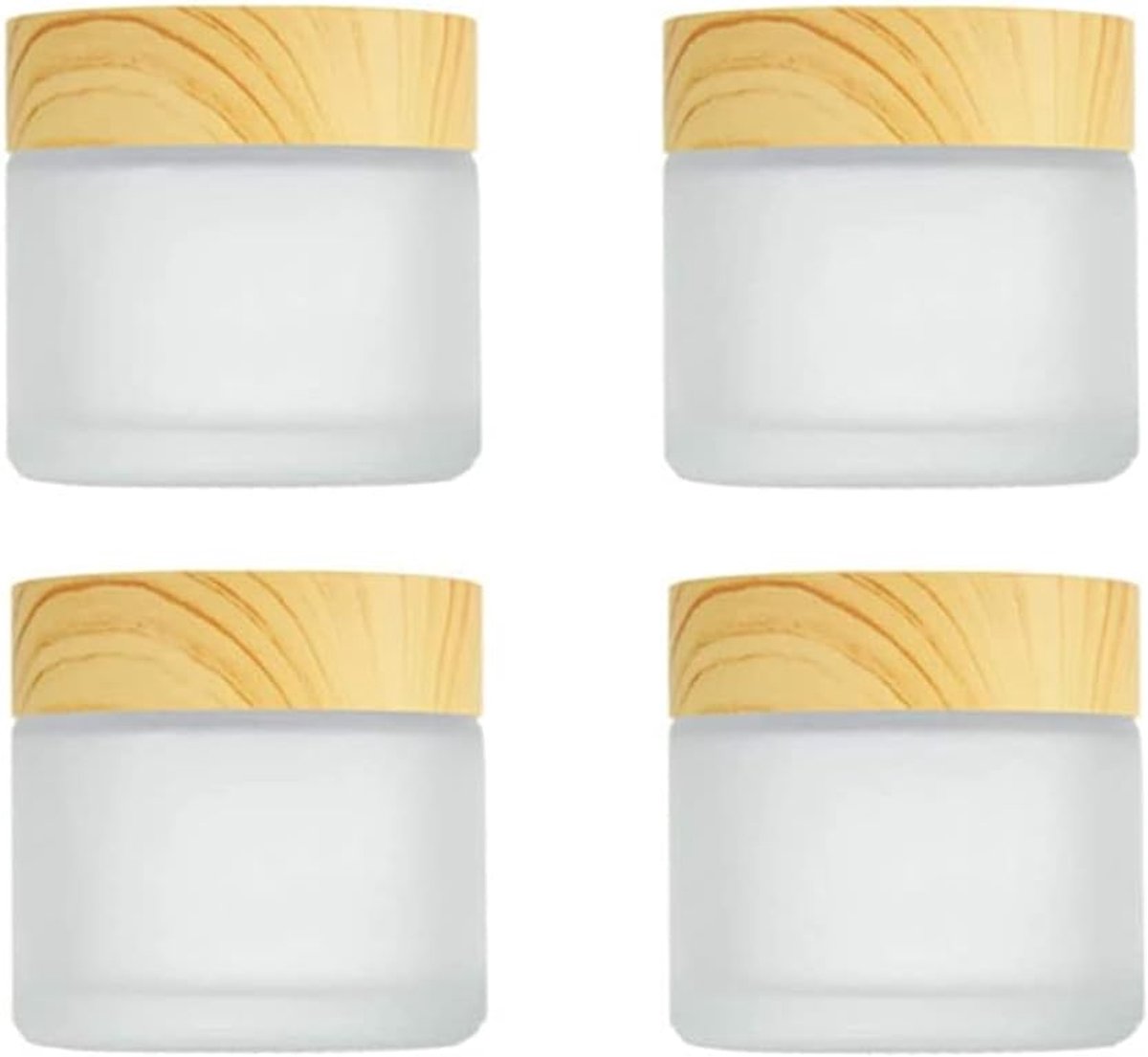 Potten matglazen crèmepotje fles hervulbaar met houtnerf deksel cosmetische glazen containers voor cosmetica, lotion, crème