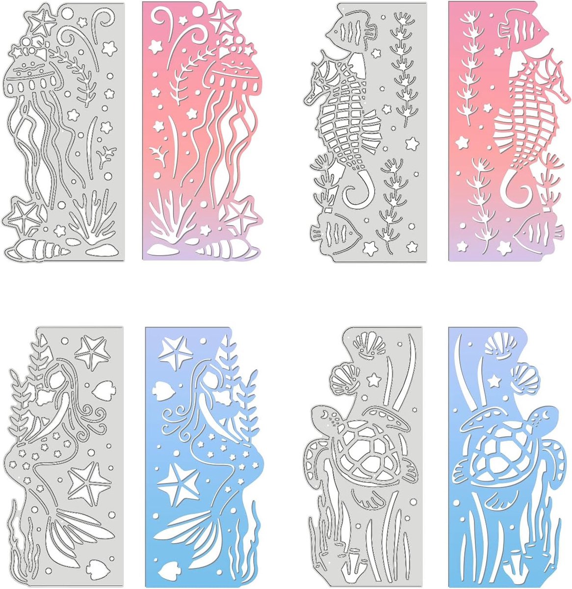 4 stks Zeemeermin Snijmatrijzen Metalen Snijpatronen Metalen Snijmatrijzen Set Metalen Matrices voor Scrapbooking