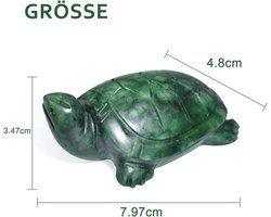 gemshan Jade schildpad standbeeld natuurlijke jade edelsteen schattige dierlijke sculptuur voor een levensduur en geluk (groen 1)