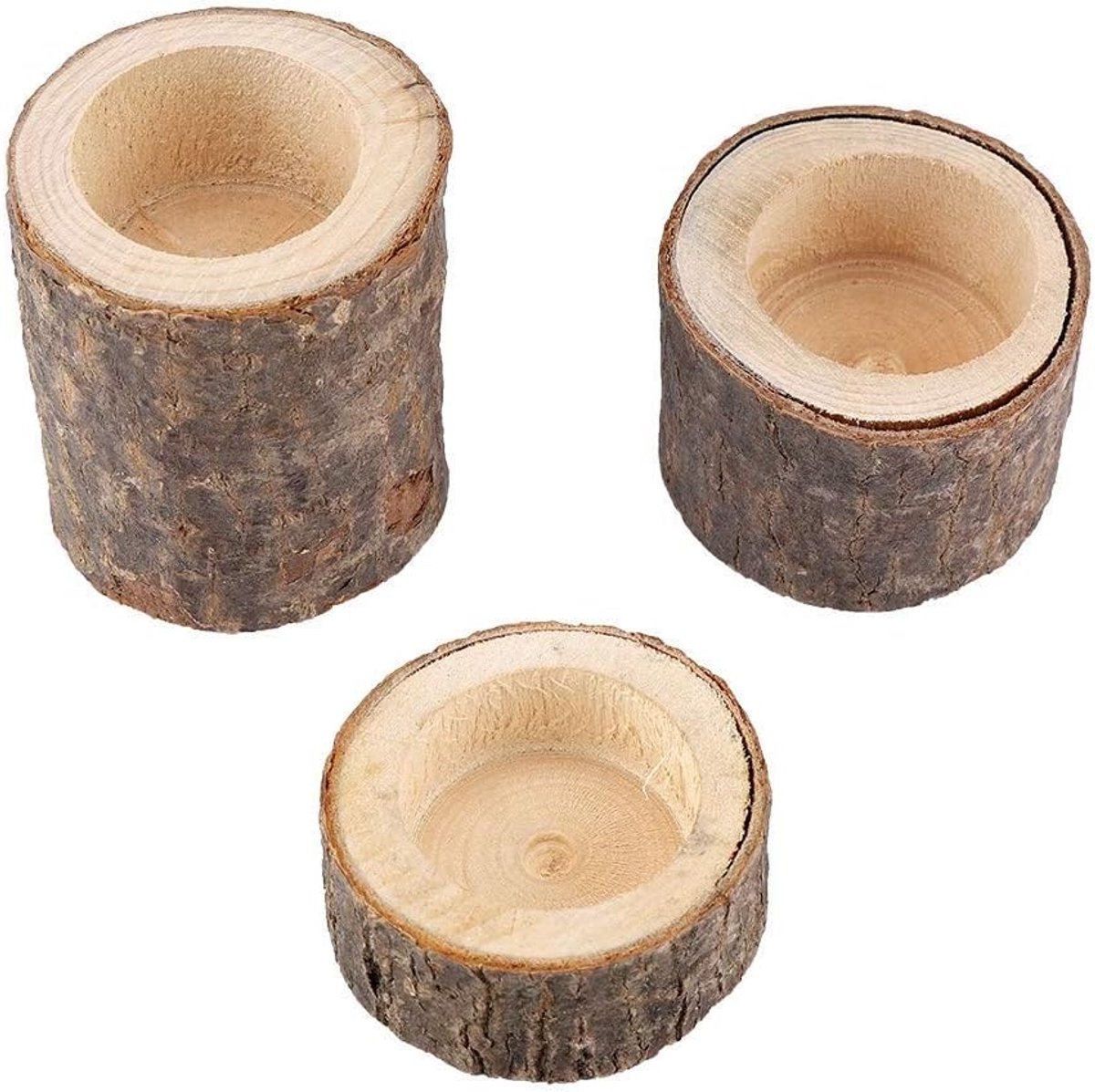 Kaars Hout Kaarsen Vlamloze Decoratie Kandelaar Kandelaar Krantenhouder Bloempot Ornament Decor (3 stuks)