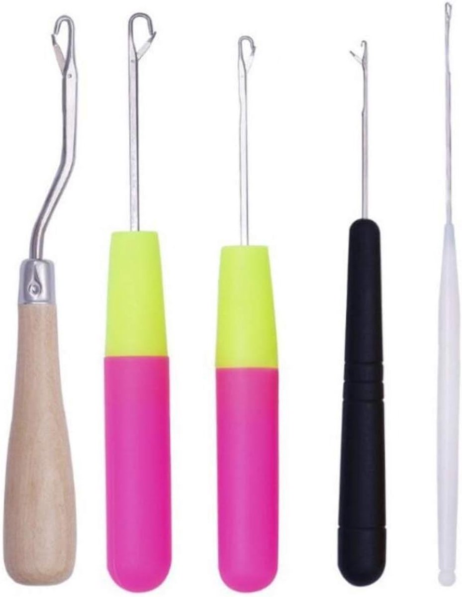 5 STKS 5 verschillende maten vergrendeling haak haak naald set dreadlocks gereedschap haak naald haarvergrendeling gereedschap breien wol haak kits voor vlecht haar tapijt maken