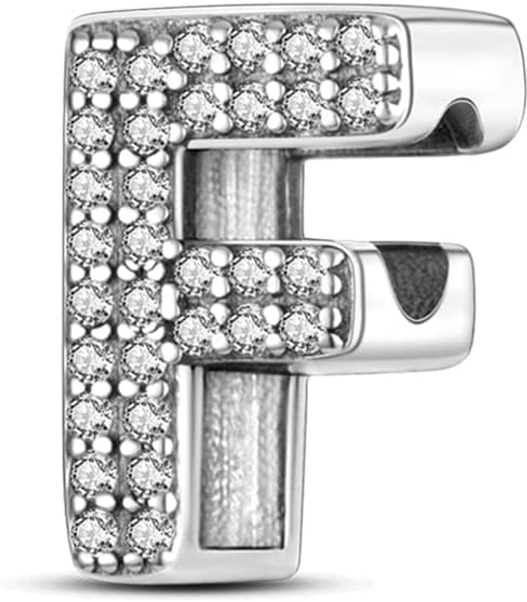 Bedelhanger voor dames, letter A-Z, voor armband, 925 sterling zilver, bedelkralen, geschikt voor armband en halsketting, compatibel met Europese armbanden voor vrouwen en meisjes, Sterling zilver, Zirkonia