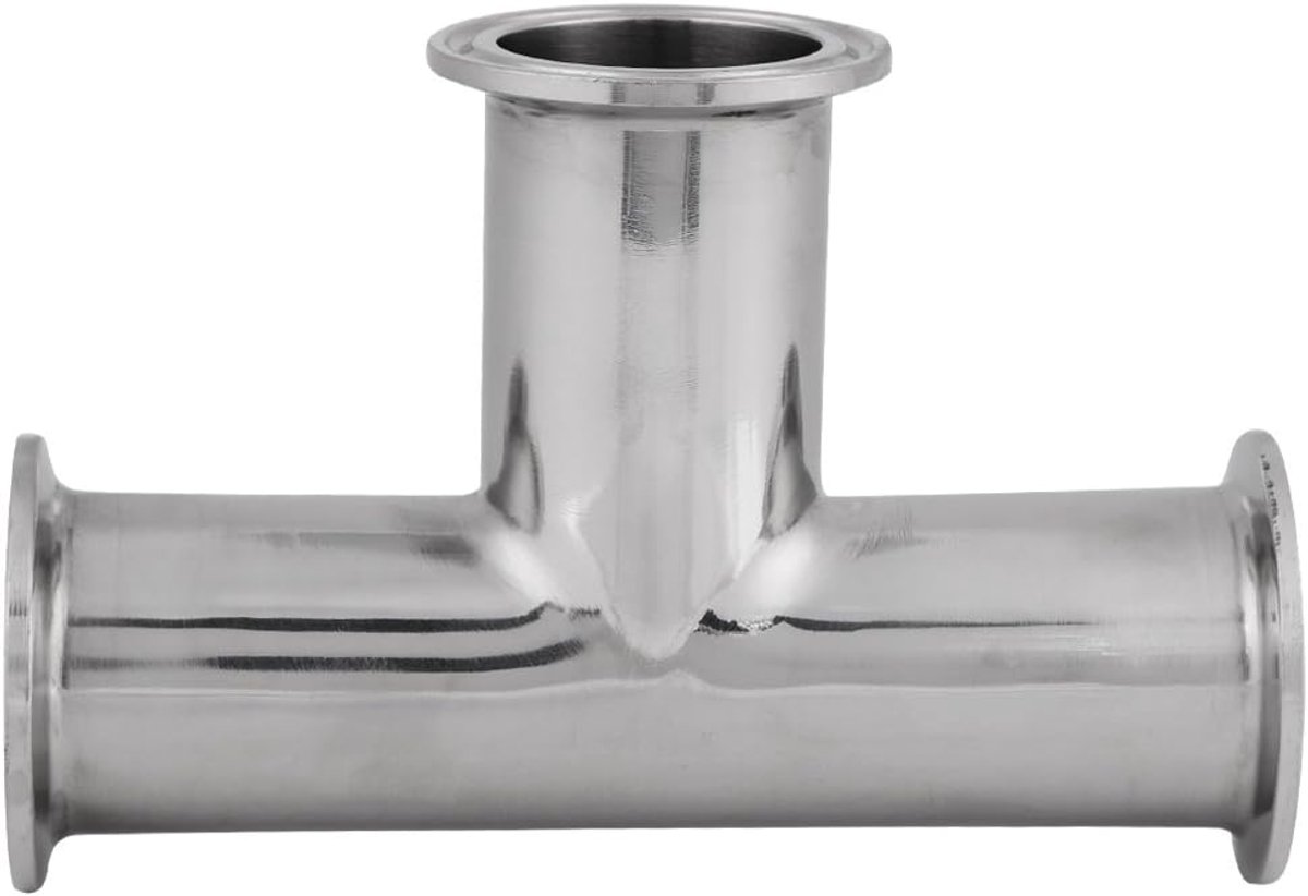 1 STKS klem T-stuk 3-wegs sanitair fitting Standaard roestvrijstalen klem-T-stuk 3-weg Φ38 × 1,5 Sanitaire bevestigingsaccessoires （1,5 "Tri-Clamp, 38 mm buis OD）