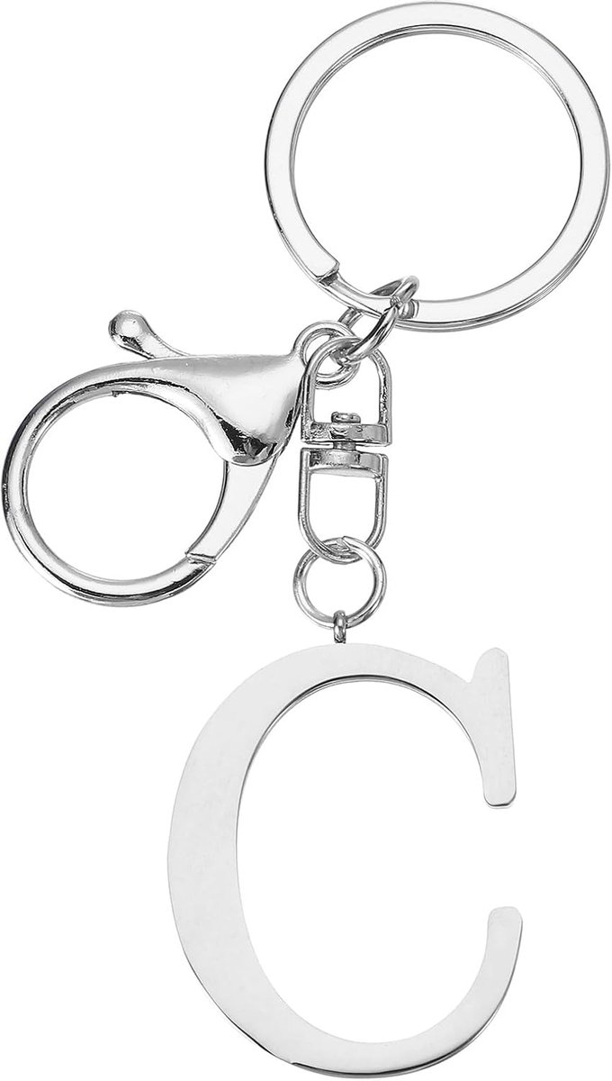Sleutelhanger met beginletter, letter A tot Z, schattige metalen sleutelhanger voor handtas